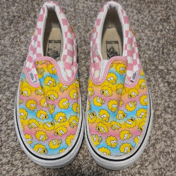Vans Shoes - Vans Lisa Simpson Patterned Slip-On Sneakers in Pink, Yellow, Blue